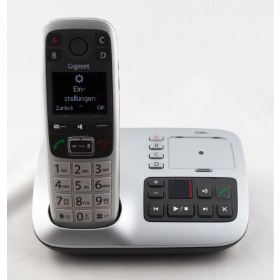 Gigaset E560A Platin Anrufbeantworter Seniorentelefon Notruftasten Freisprechen