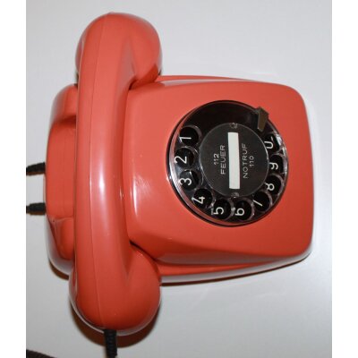 Post FeTAp 611-1 Lachsrot, SEL, seltenes Telefon, Wählscheibe,TAE-Stecker